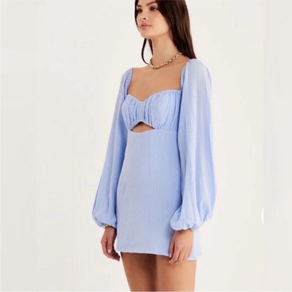 RUMER Camille Mini Dress Blue Medium NWT - Picture 10 of 10